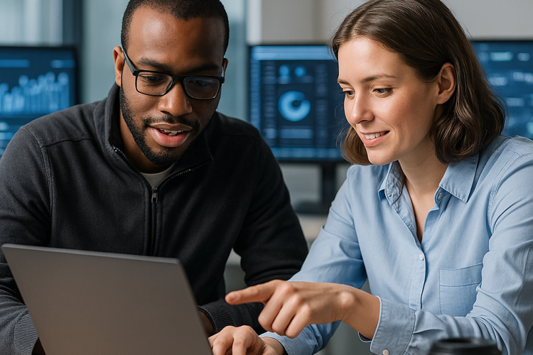 Tech professionals reviewing network infrastructure