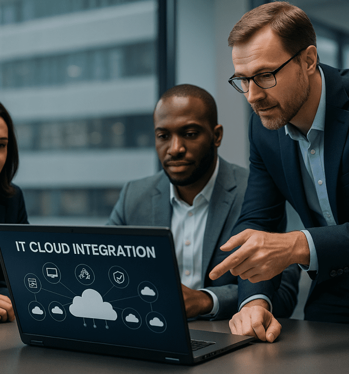 Professionals reviewing cloud integration strategy