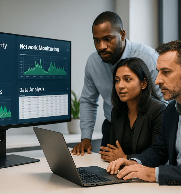 IT specialists managing secure business systems - Managed Service Provider