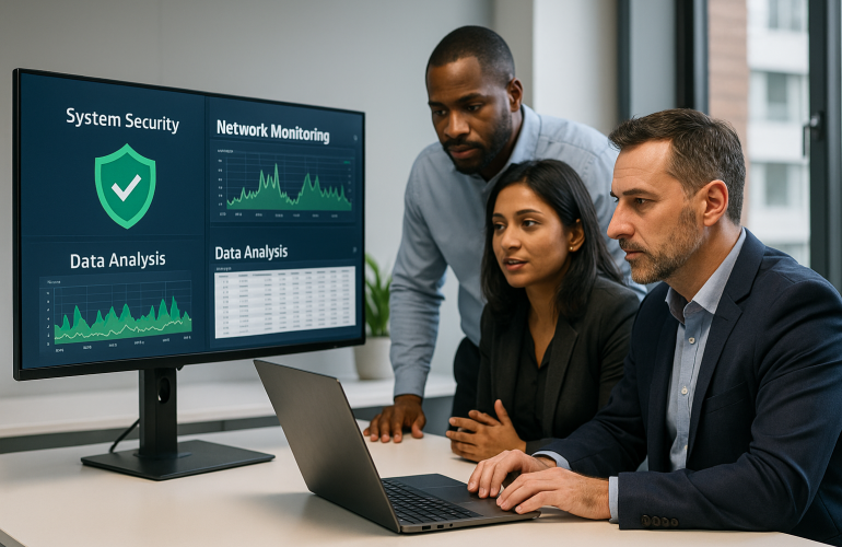 IT specialists managing secure business systems - Managed Service Provider