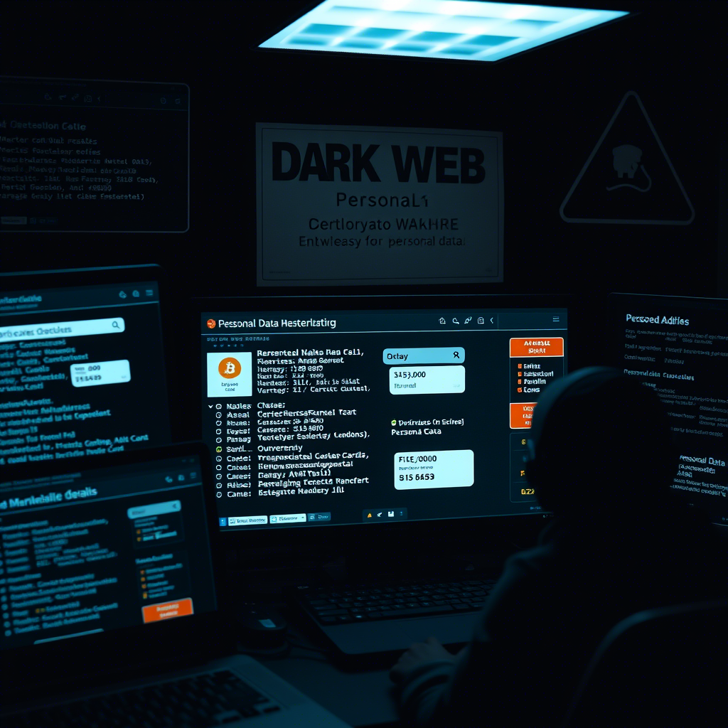 Close-up image of Dark Web Security threats in action, demonstrating how personal information is bought and sold on hidden marketplaces.