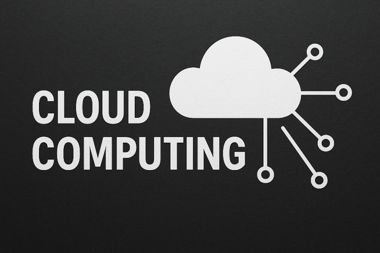 Cloud Computing Network Visualization Cloud icon with connecting lines and bold text